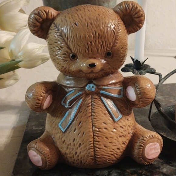 Teddy Bear Coin Jar Bank Vintage Children's Room Nursery Decor - Picture 8 of 8